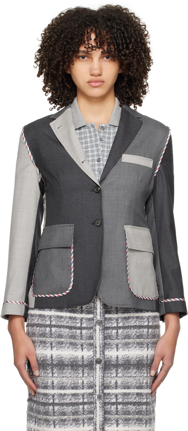 【関税込み】Thom Browne グレー Funmix テーラードジャケット Thom Browneのグレー Funmix テーラードジャケットがセール中