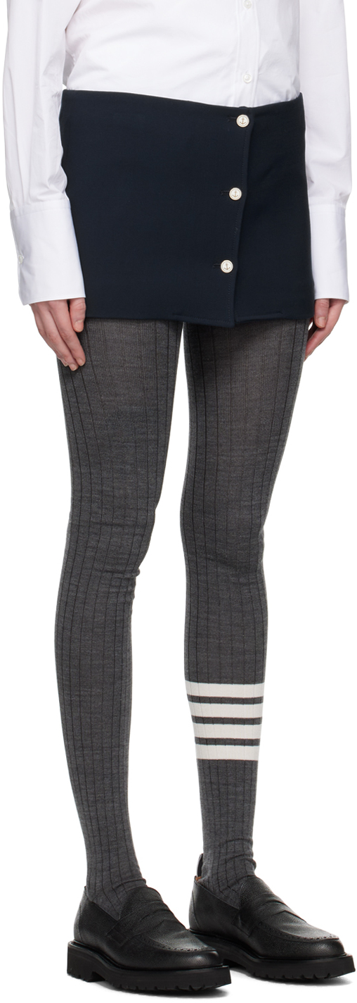 Thom Browne Navy Button Miniskirt In 415 Navy