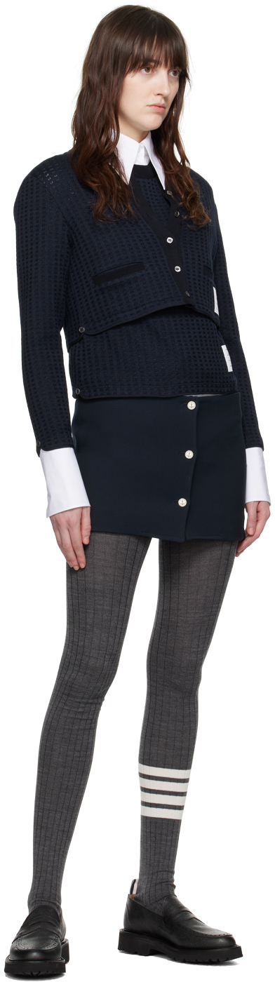 Thom Browne Navy Button Miniskirt In 415 Navy