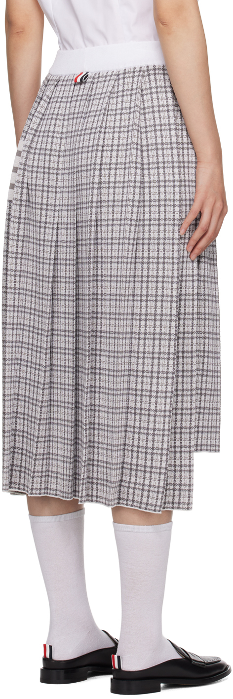 Thom Browne Pleated Jacquard-knit Silk And Cotton-blend Midi Skirt In 055 Lt Grey