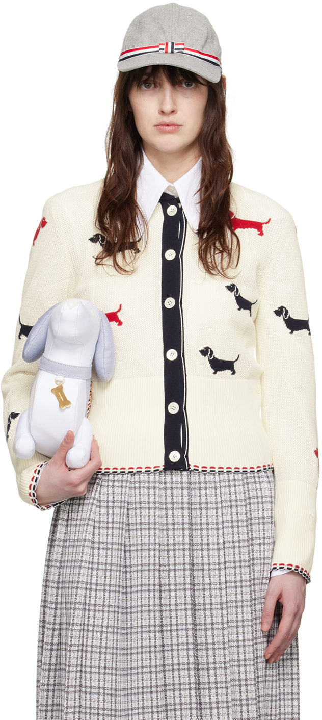 Shop Thom Browne White Hector Cardigan In 100 White