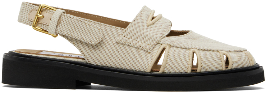 Shop Thom Browne Beige Slingback Cutout Sandals In 255 Natural