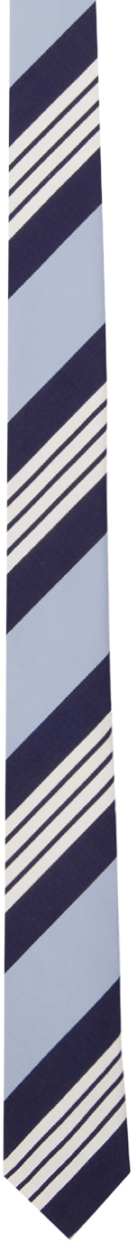 Shop Thom Browne Blue 4-bar Tie In 460 Medium Blue