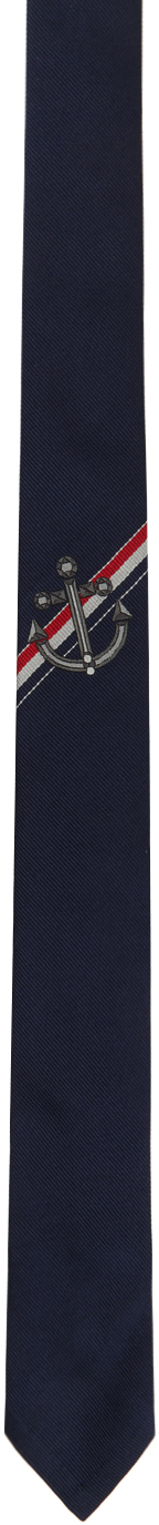 Shop Thom Browne Navy Gem Anchor Tie In 415 Navy