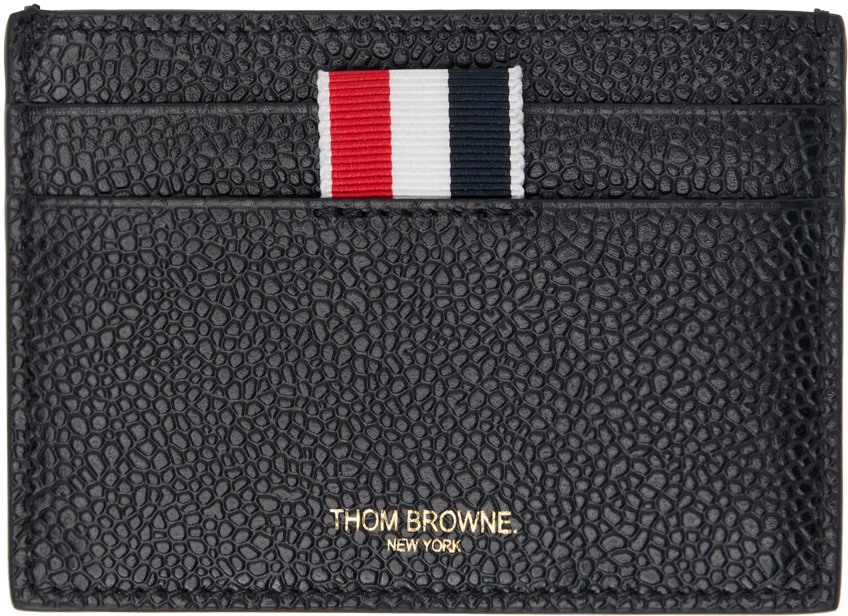 Shop Thom Browne Black Single Card Holder In 001 Black