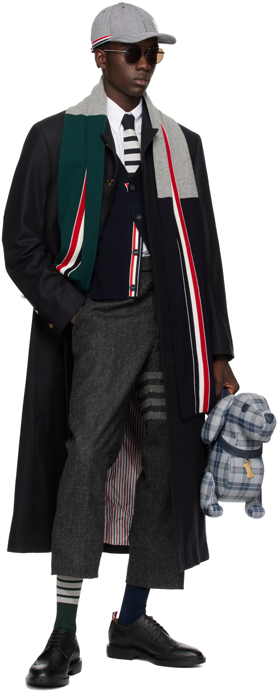 Thom Browne Navy Button Back Coat In 415 Navy