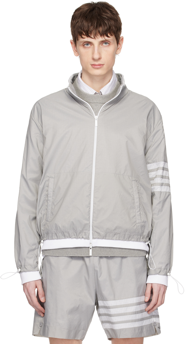 Shop Thom Browne Gray 4-bar Jacket In 055 Lt Grey