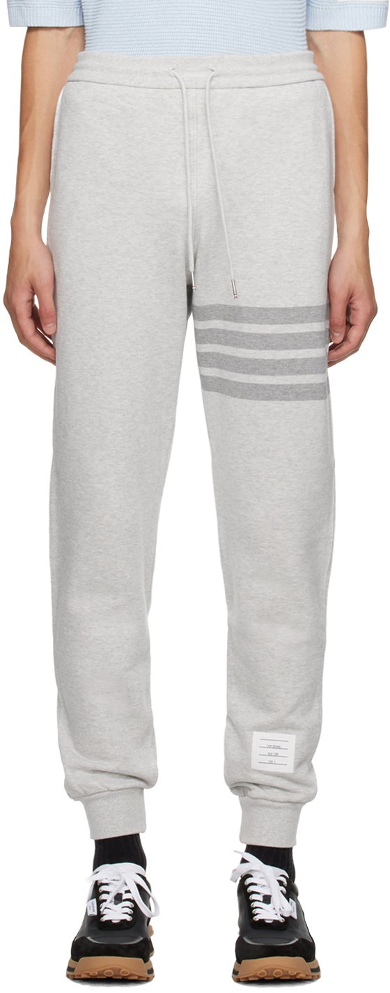 Thom Browne Sweatpants In Classic Loopback With Engineered 4 Bar Stripe In 065 Lt Grey