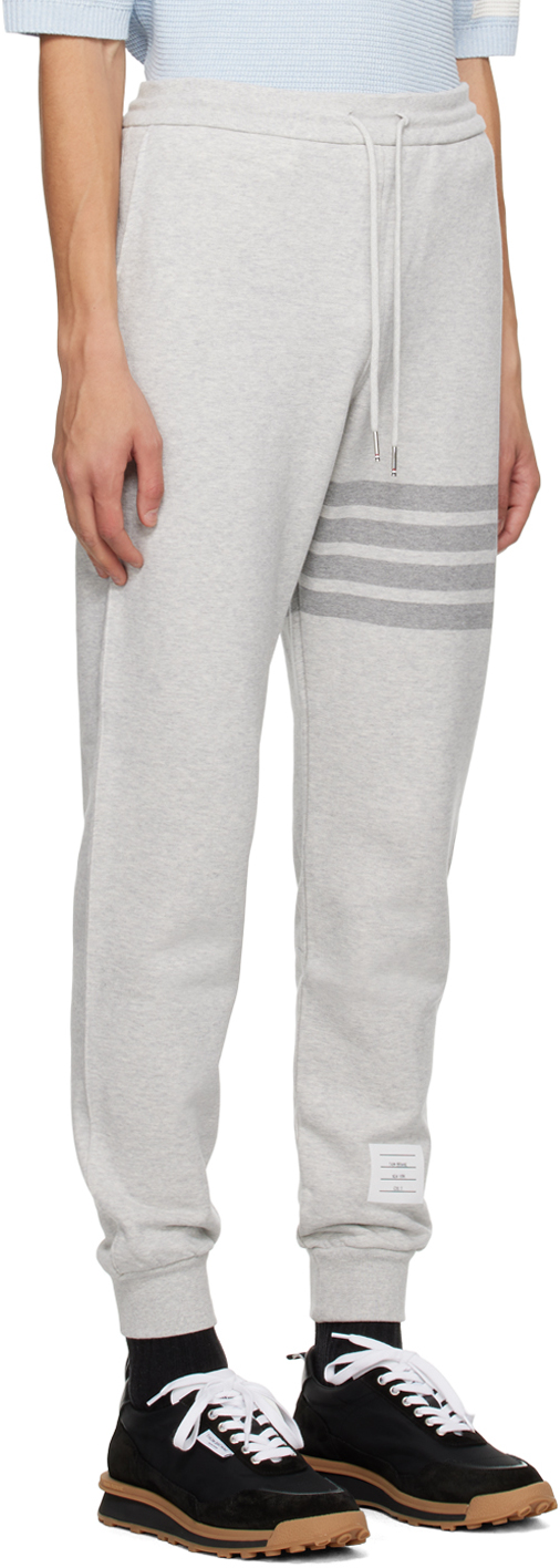Thom Browne Sweatpants In Classic Loopback With Engineered 4 Bar Stripe In 065 Lt Grey