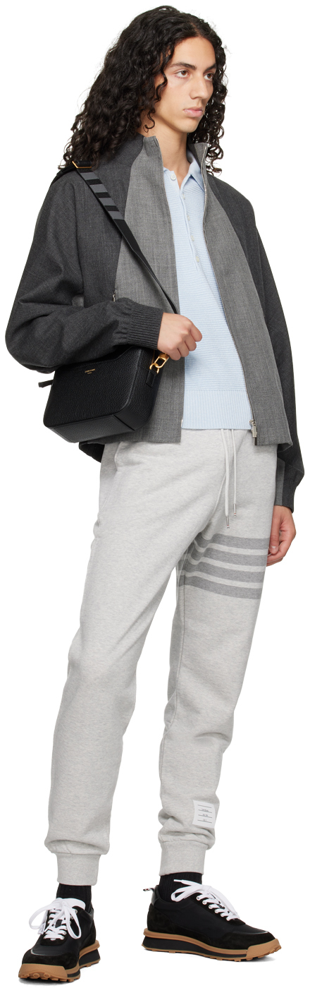 Thom Browne Sweatpants In Classic Loopback With Engineered 4 Bar Stripe In 065 Lt Grey