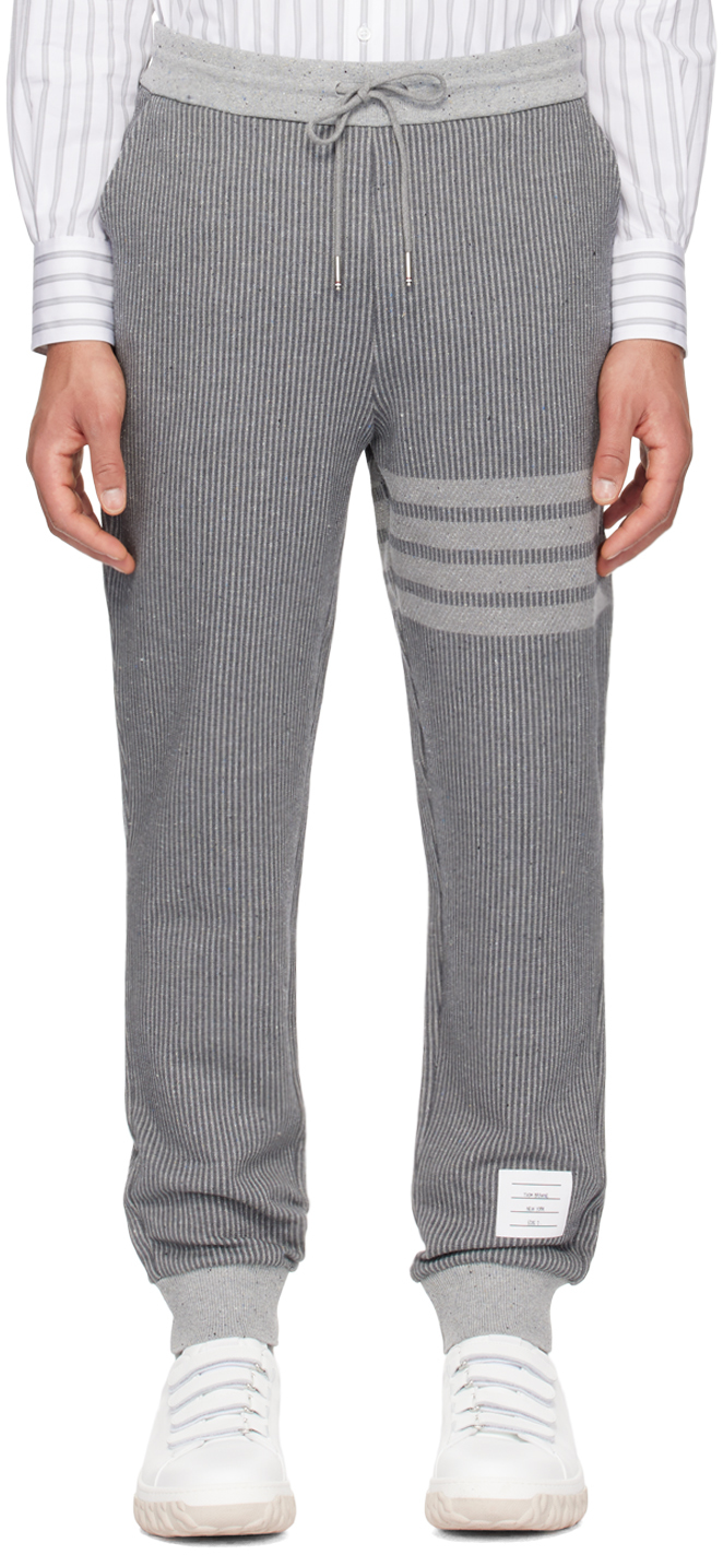 Shop Thom Browne Gray Striped Sweatpants In 035 Med Grey