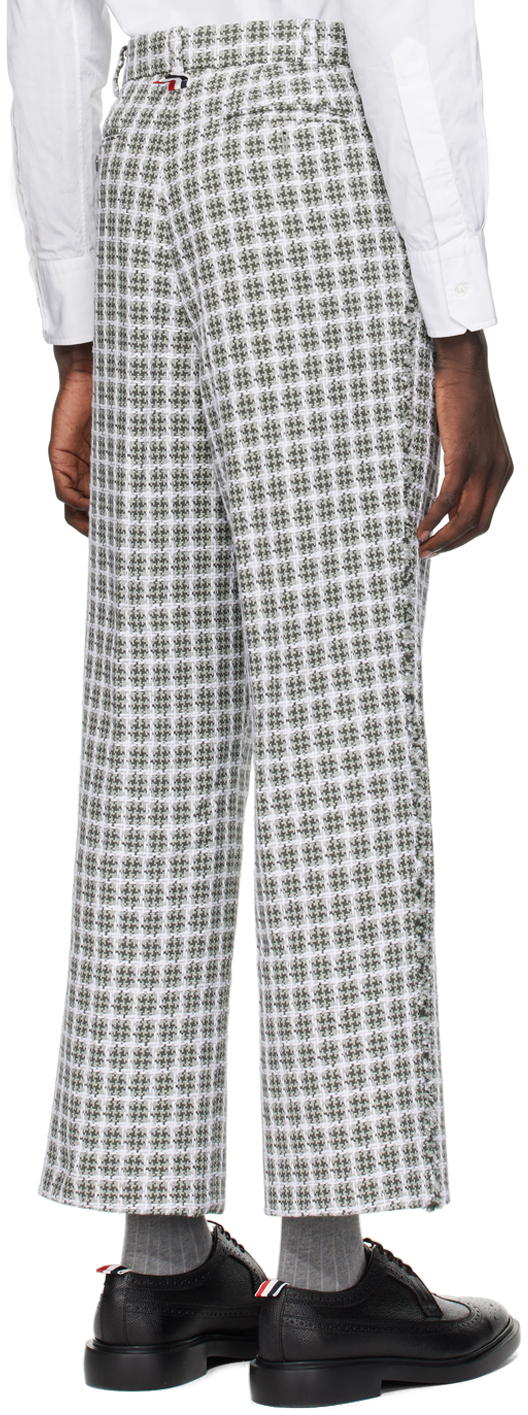 Thom Browne Backstrap-detail Checked Tailored Trousers In 035 Med Grey