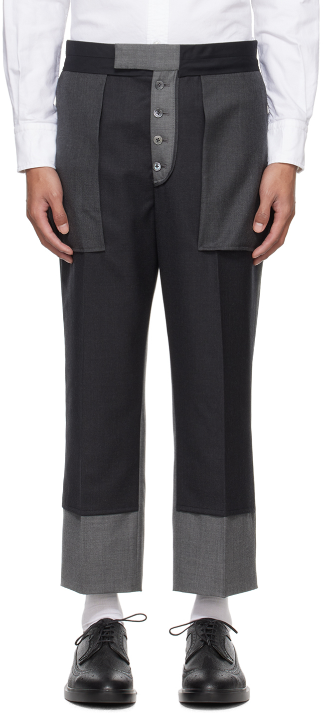 Thom Browne Grey Deconstructed Trousers In 035 Med Grey