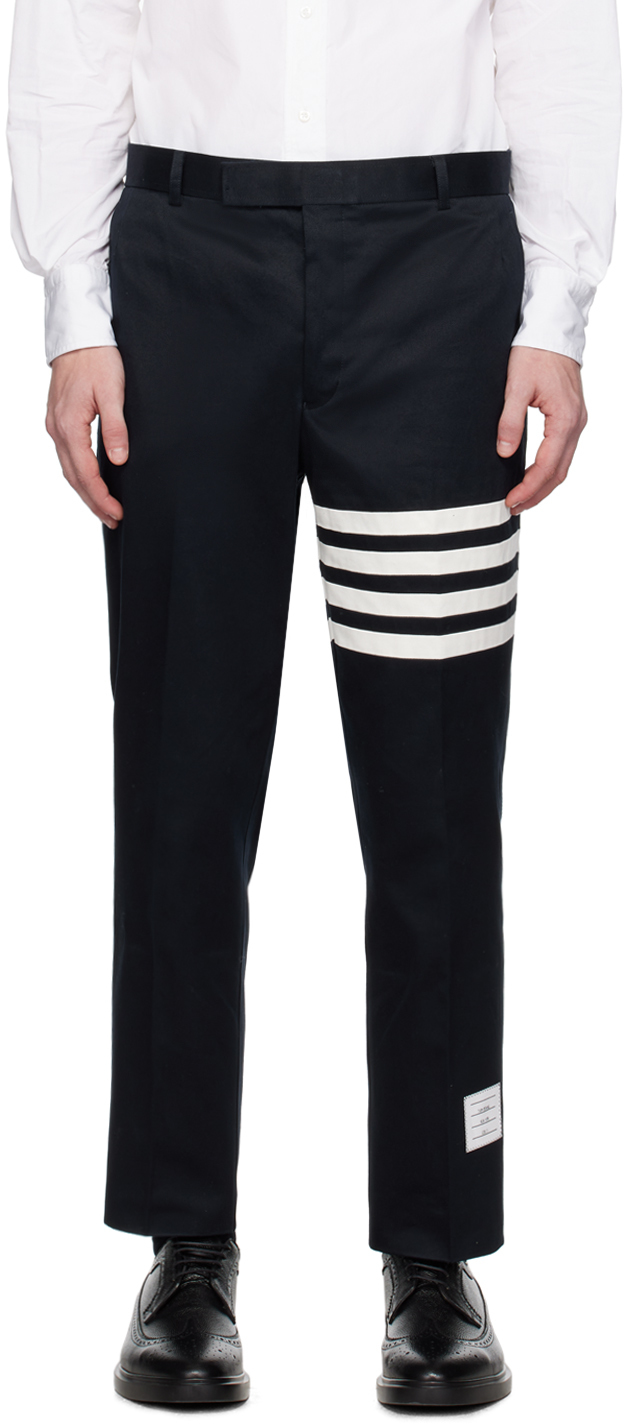 Navy 4-Bar Unconstructed Trousers