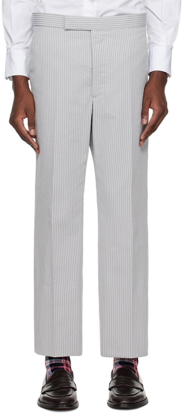 Thom Browne Gray Classic Backstrap Trousers In 055 Lt Grey