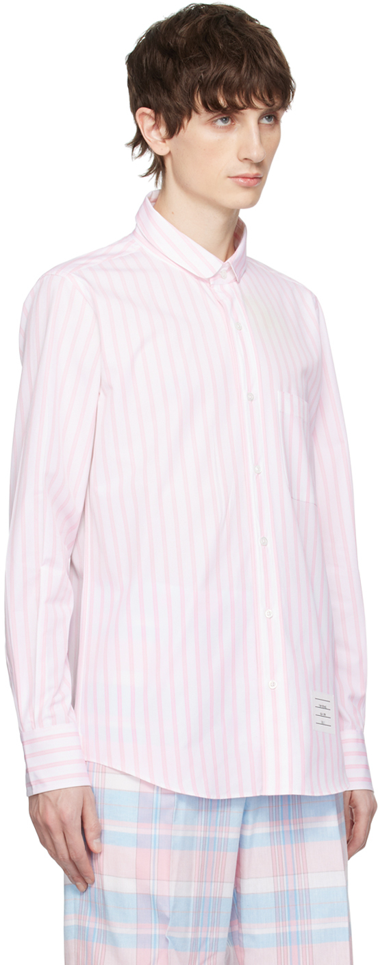 Shop Thom Browne White Round Collar Shirt In 680 Lt Pink