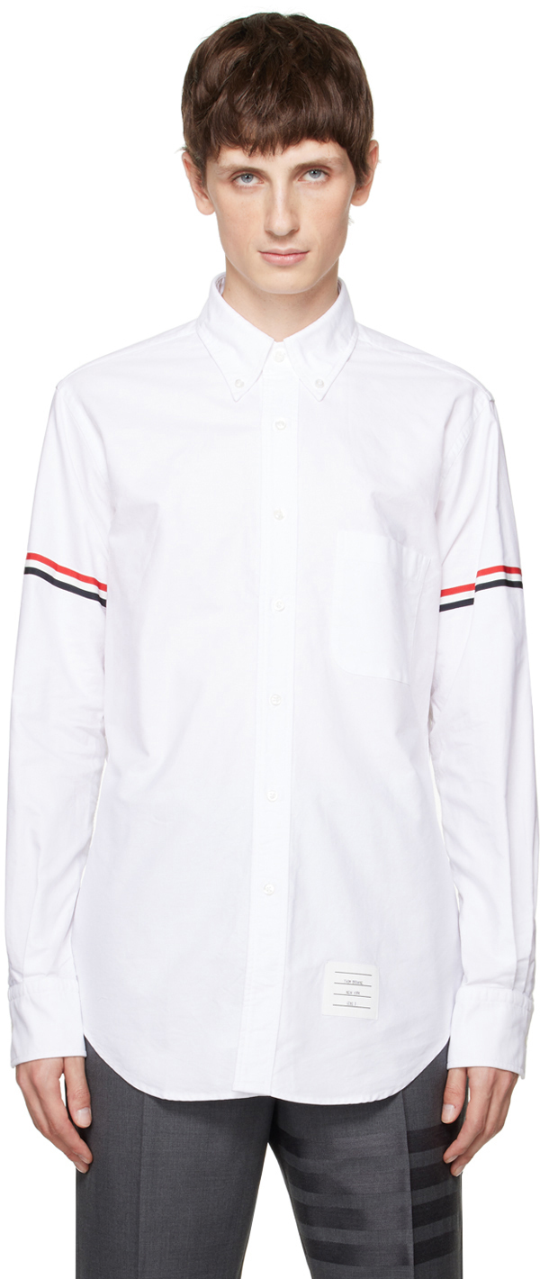 Shop Thom Browne White Striped Shirt In 100 White