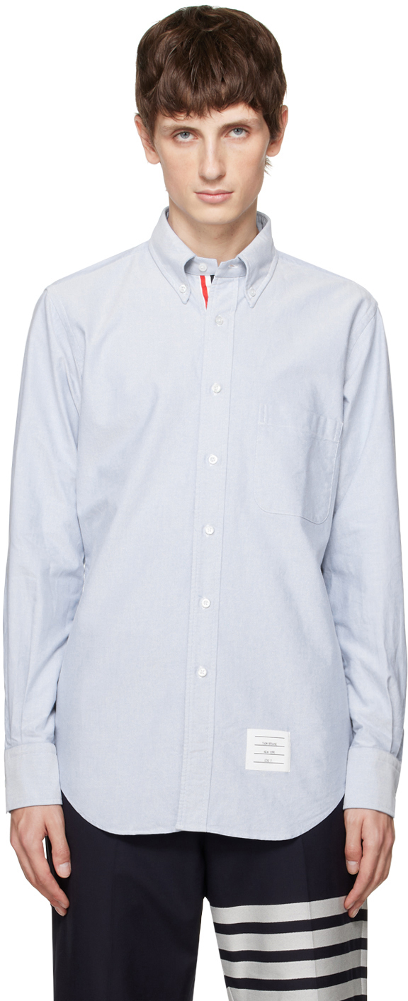 Thom Browne Blue Pocket Shirt In 480 Light Blue