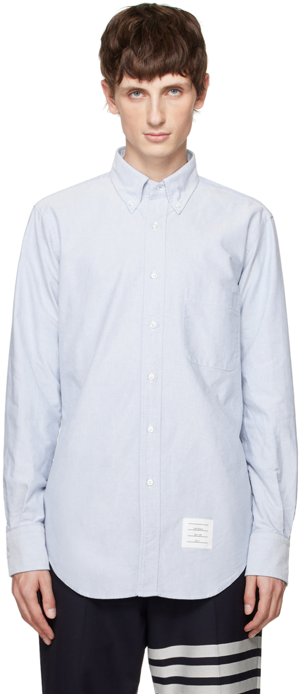 Thom Browne Blue Pocket Shirt In 480 Light Blue