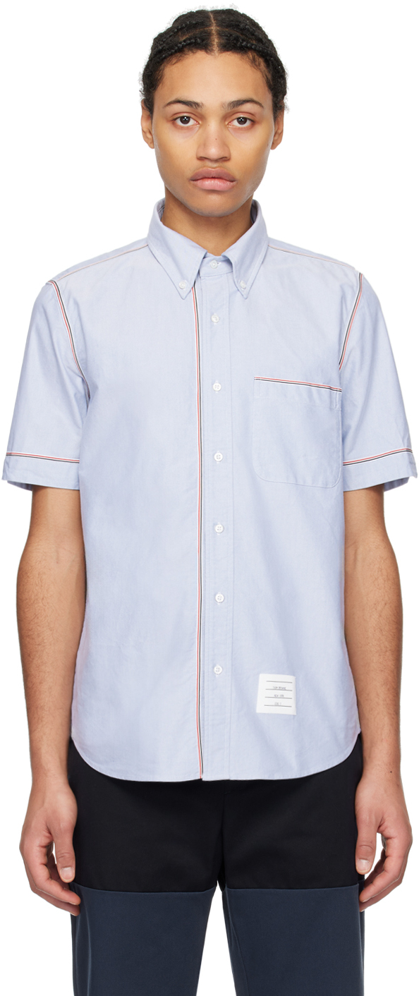 Shop Thom Browne Blue Rwb Stripe Shirt In 480 Light Blue