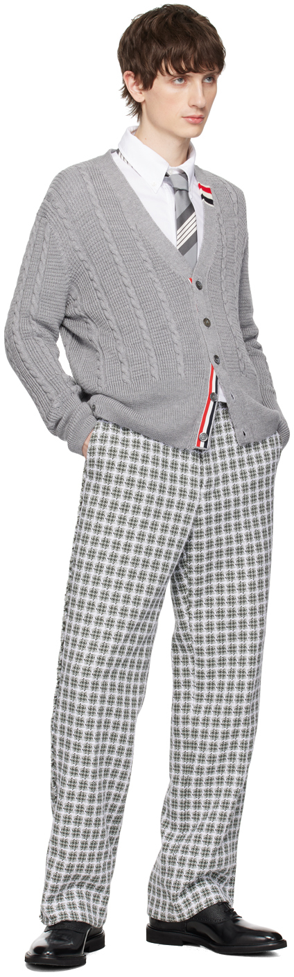 Thom Browne Long-sleeved Poplin Shirt With Signature Stripes In 100 White