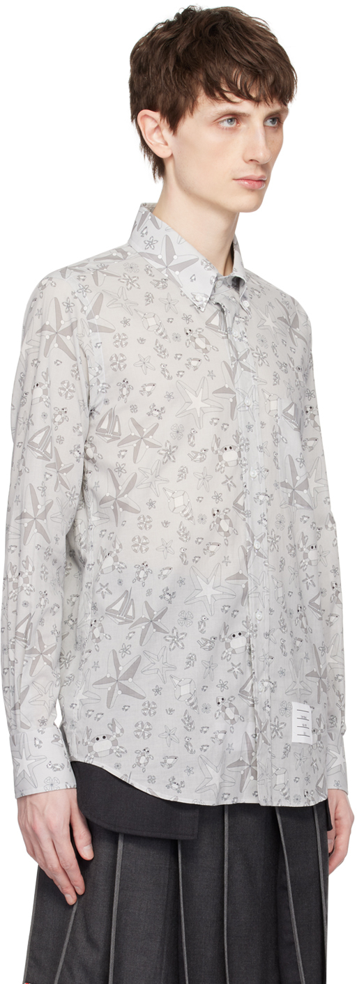 Thom Browne Gray Printed Shirt In 035 Med Grey
