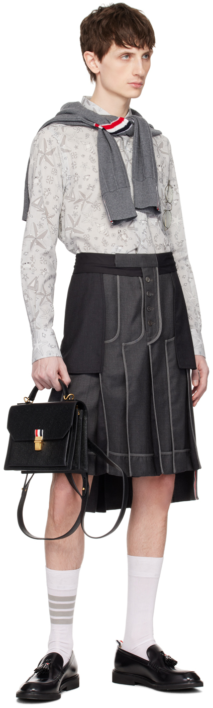 Thom Browne Gray Printed Shirt In 035 Med Grey