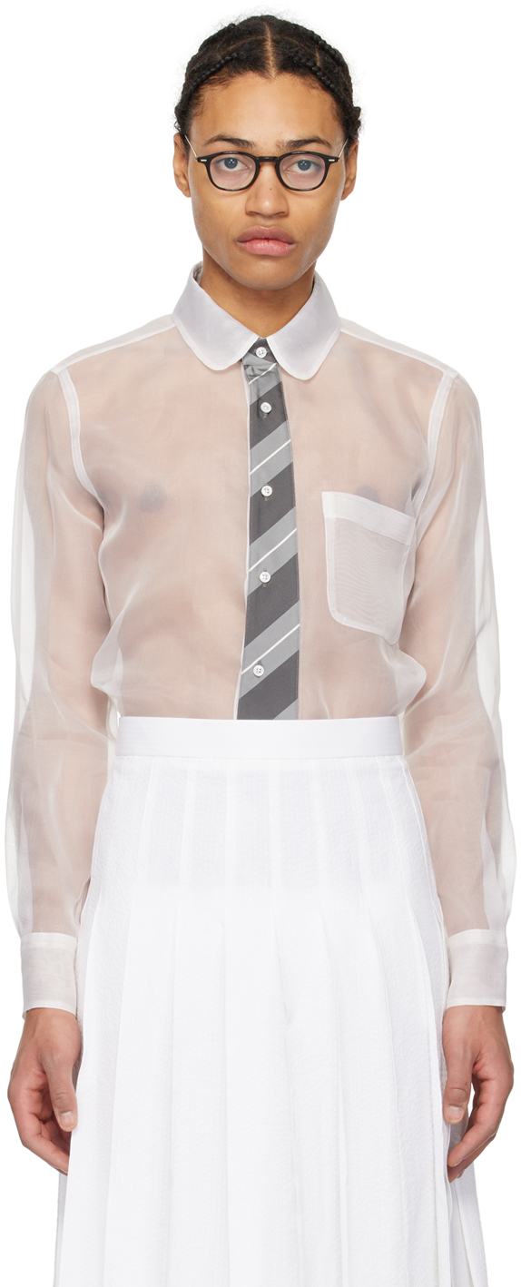 Shop Thom Browne White Trompe-l'oeil Tie Shirt In 100 White