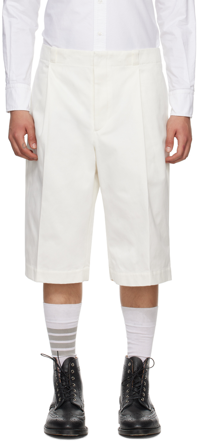 Thom Browne White Unconstructed Shorts In 100 White