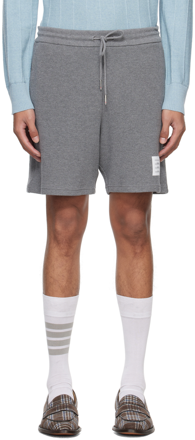 Thom Browne Gray Textured Shorts In 035 Med Grey