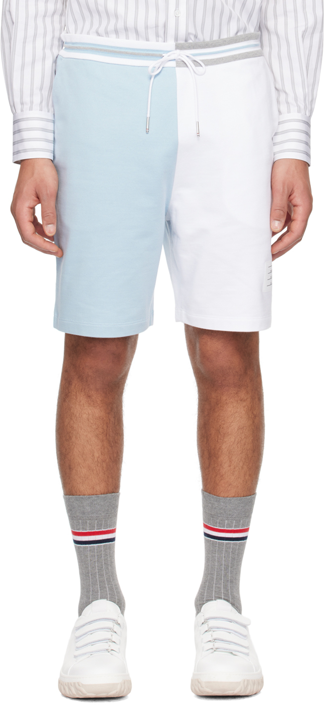 Blue & White Paneled Shorts