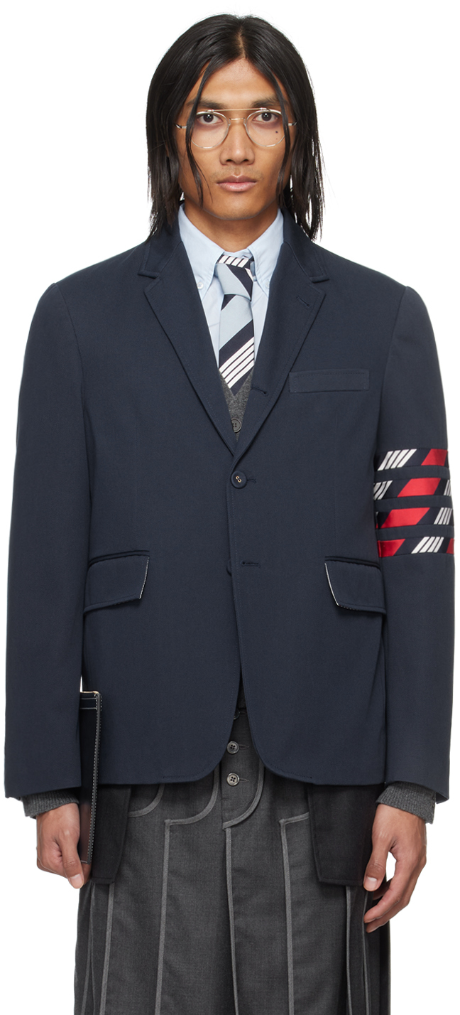 Thom Browne Navy 4-bar Unconstructed Classic Blazer In 960 Rwbwht