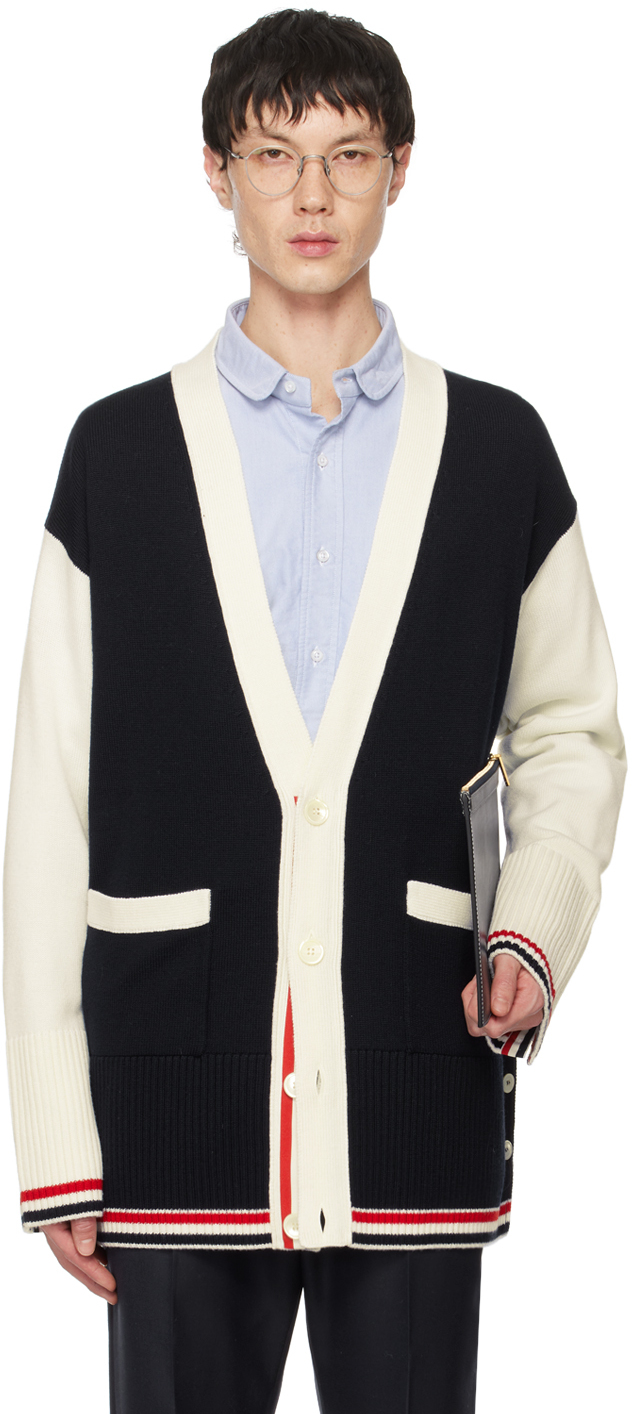 Navy white striped outlet cardigan