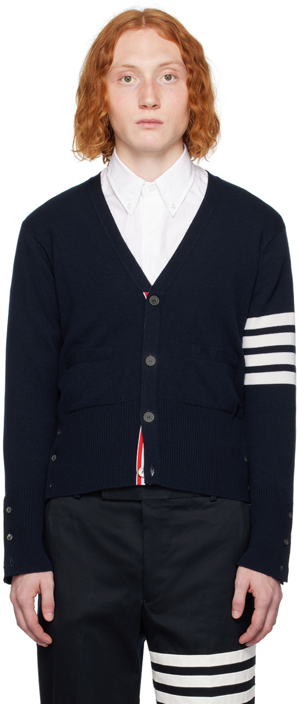 Navy 4-Bar Cardigan