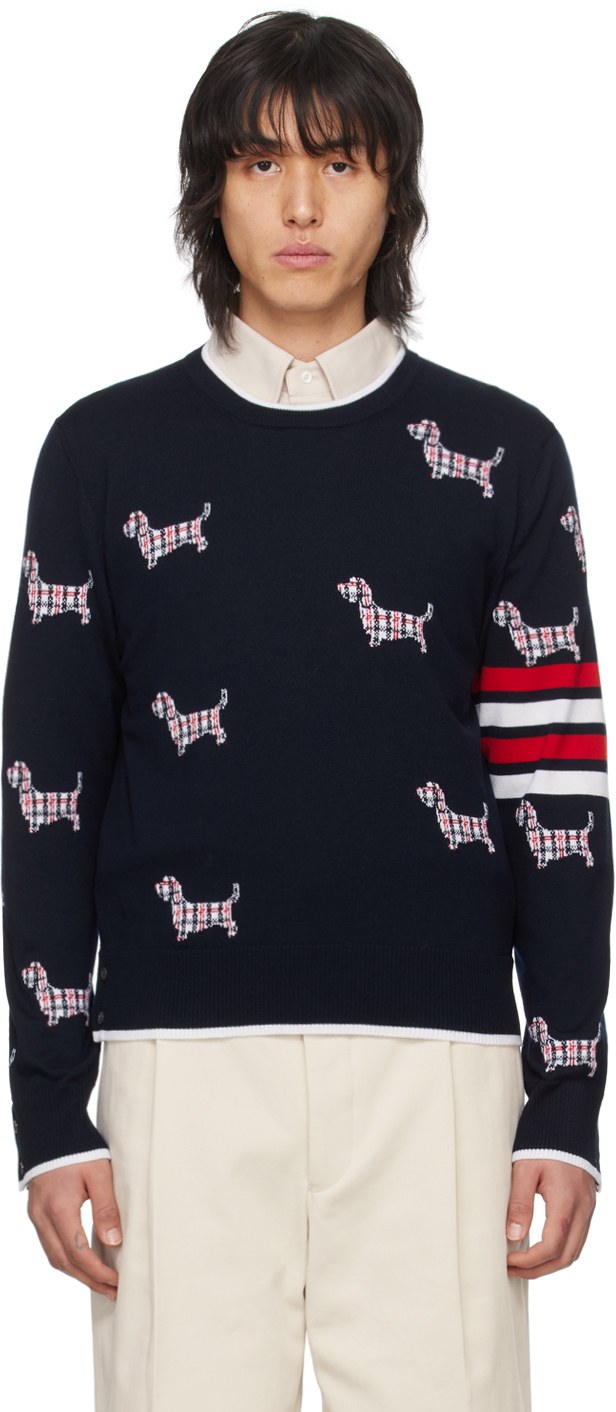 Thom Browne Navy Hector Sweater In 415 Navy