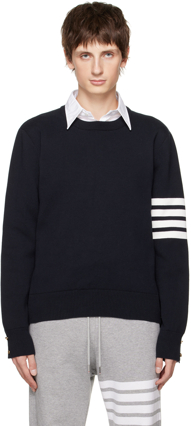 Shop Thom Browne Navy 4-bar Sweater In 415 Navy
