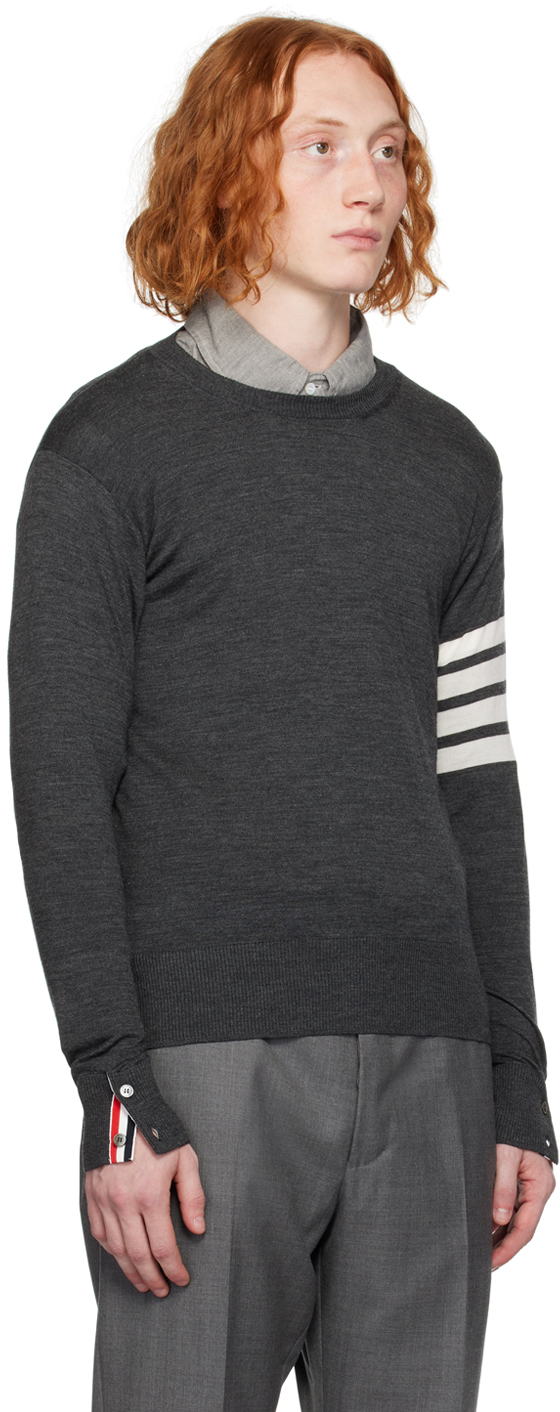 Shop Thom Browne Gray Classic 4-bar Sweater In 022 Dark Grey