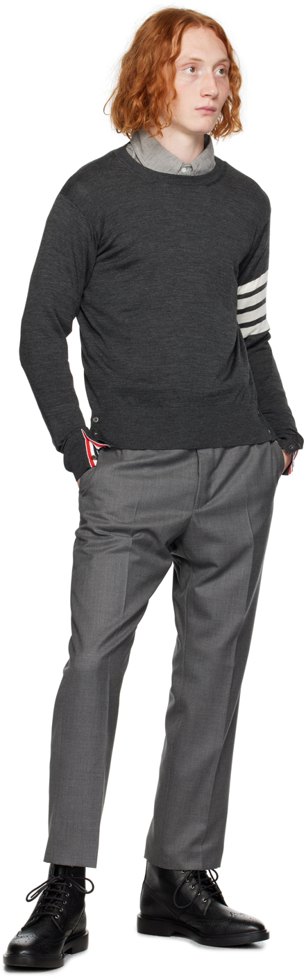 Shop Thom Browne Gray Classic 4-bar Sweater In 022 Dark Grey