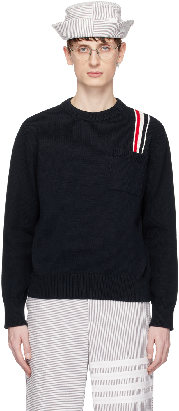 Shop Thom Browne Navy Rwb Stripe Sweater In 415 Navy