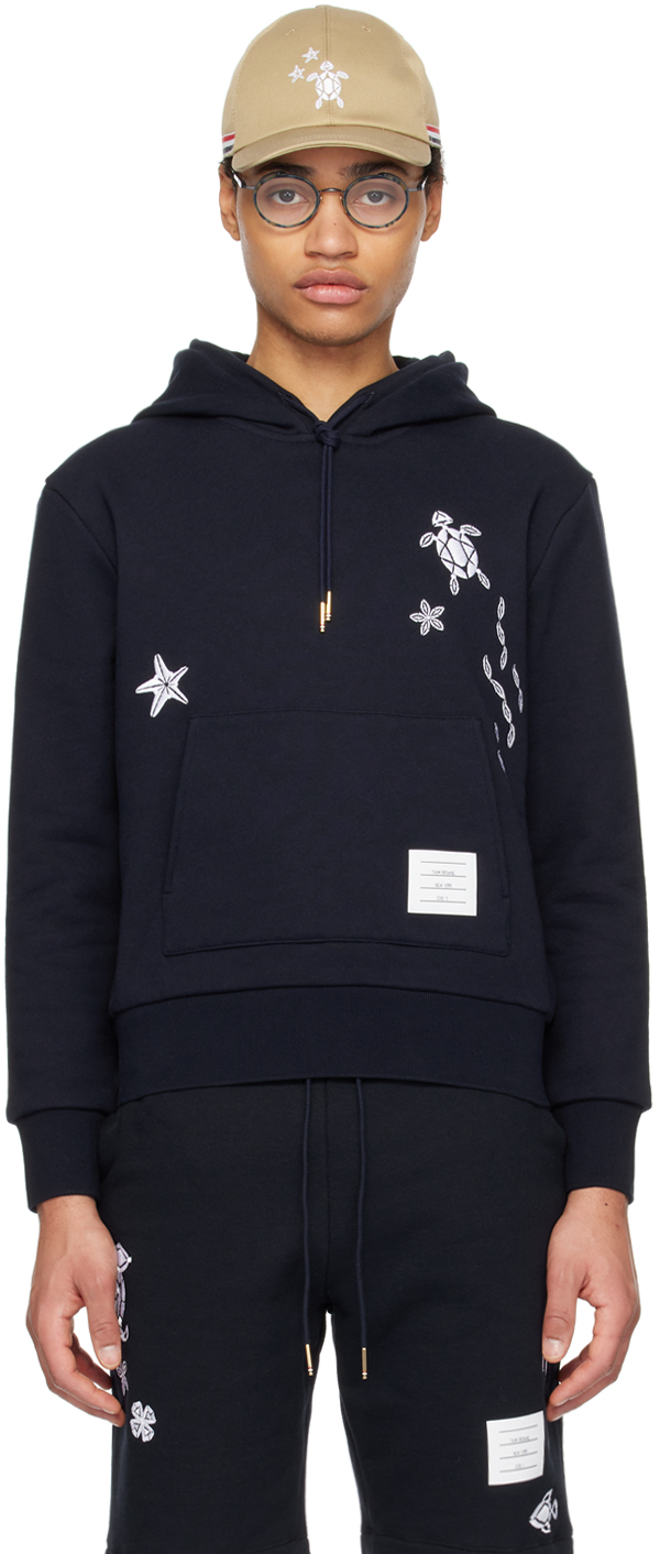 Navy Nautical Embroidery Hoodie