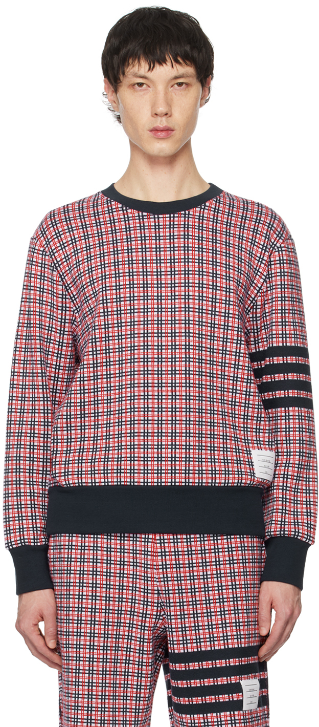Navy & Red Check 4-Bar Sweatshirt