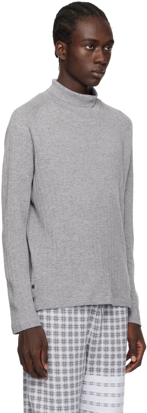THOM BROWNE GRAY RAGLAN TURTLENECK