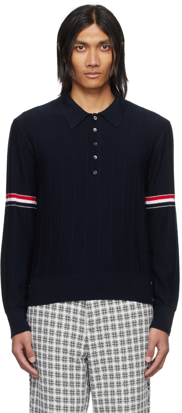 Thom Browne Navy Armband Polo In 415 Navy
