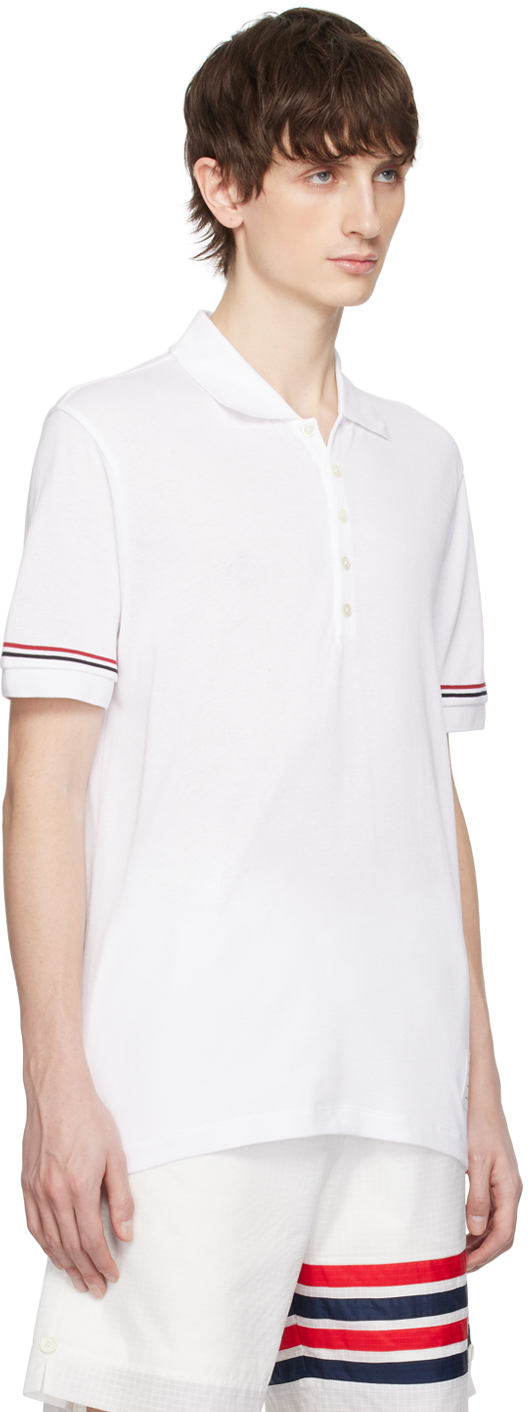 Thom Browne White Patch Polo In 100 White
