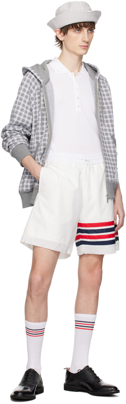 Thom Browne White Patch Polo In 100 White