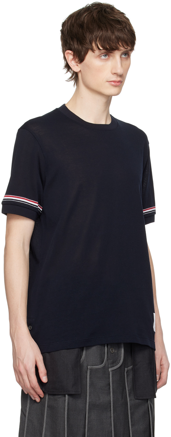 Thom Browne Polo Shirt With Lapel Short Sleeve In 415 Navy