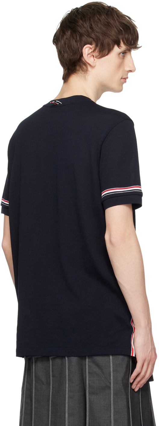 Thom Browne Polo Shirt With Lapel Short Sleeve In 415 Navy