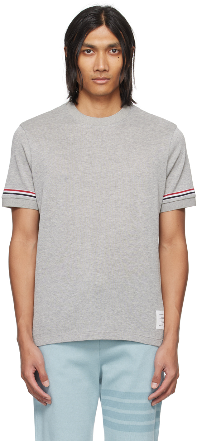 Thom Browne Gray Stripe T-shirt In 035 Med Grey