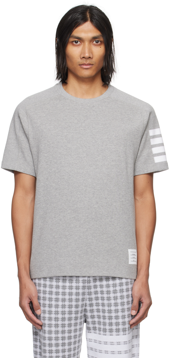 Thom Browne Gray 4-bar T-shirt In 055 Lt Grey