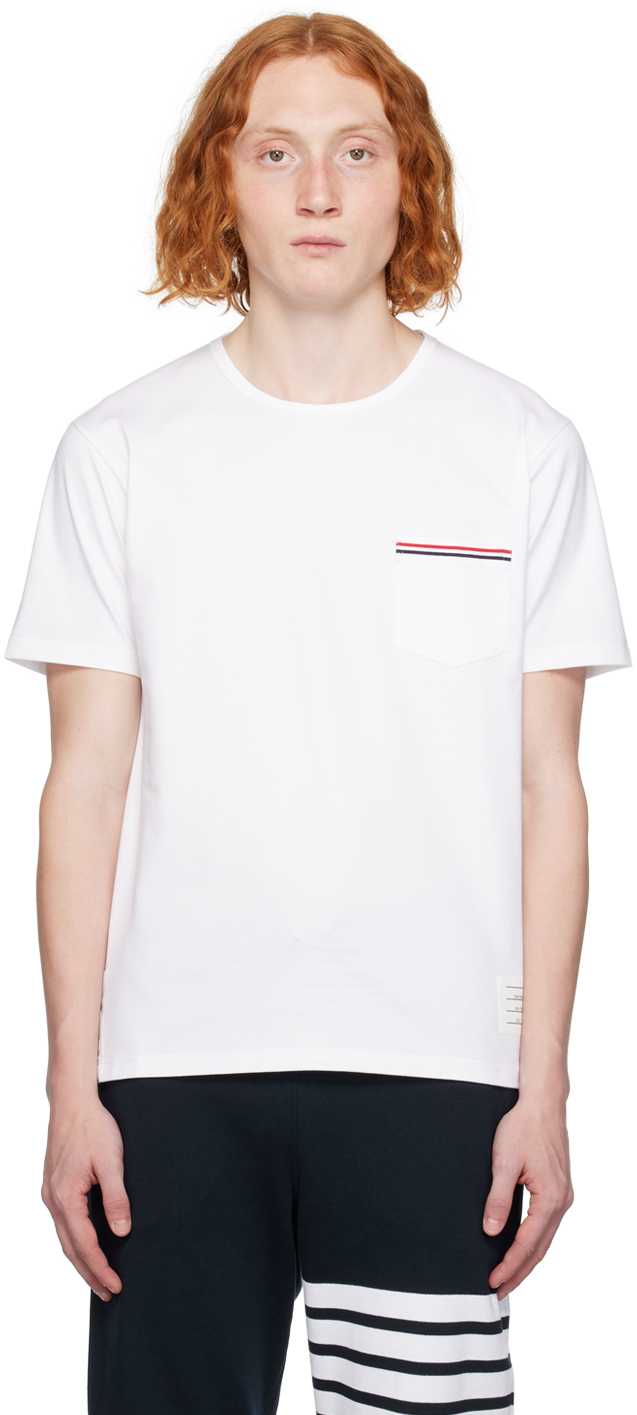 Thom Browne White Patch Pocket T-shirt In 100 White